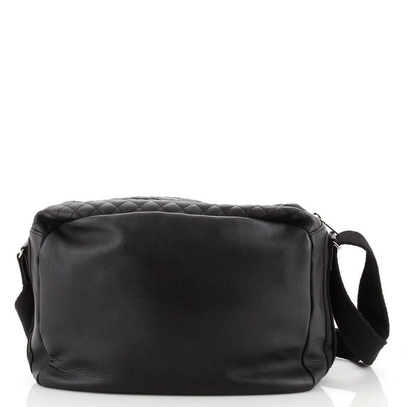 Chanel Sport Line Double Pocket Zip Messenger Leather Medium In Good Condition In NY, NY