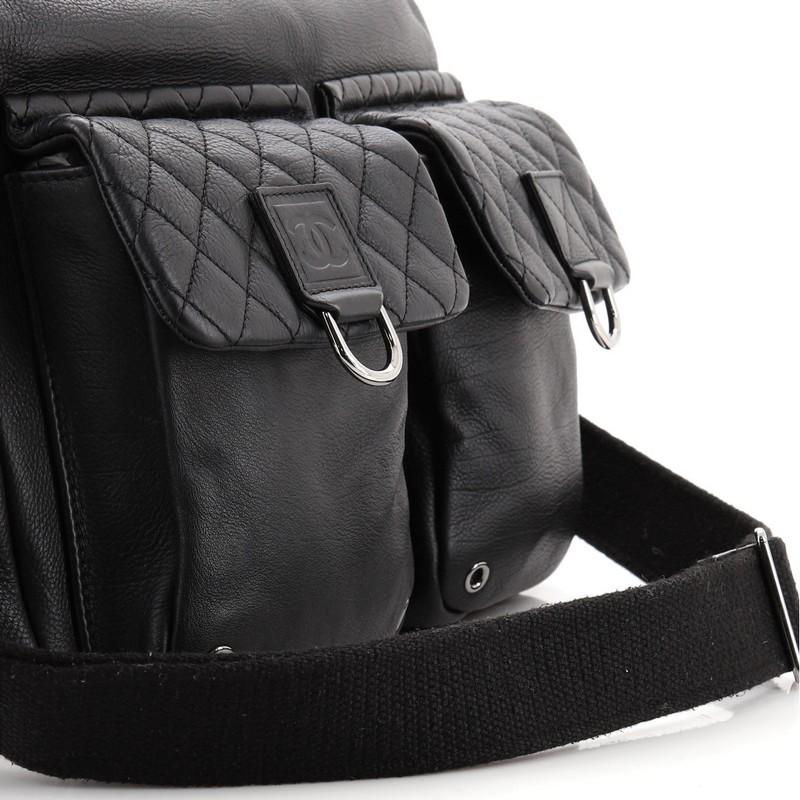 Chanel Sport Line Double Pocket Zip Messenger Leather Medium 3