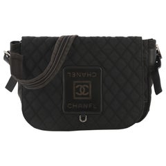 Chanel Sport Line Messenger Bag Quilted Nylon with Pony Hair Large