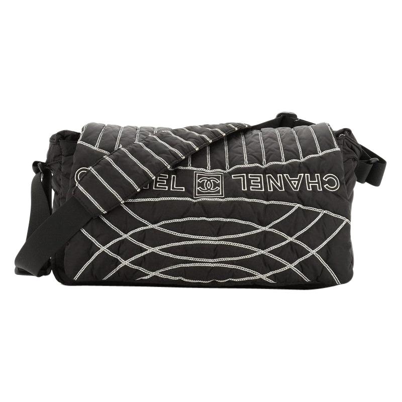 Chanel Sport Line Messenger Embroidered Nylon Large at 1stDibs