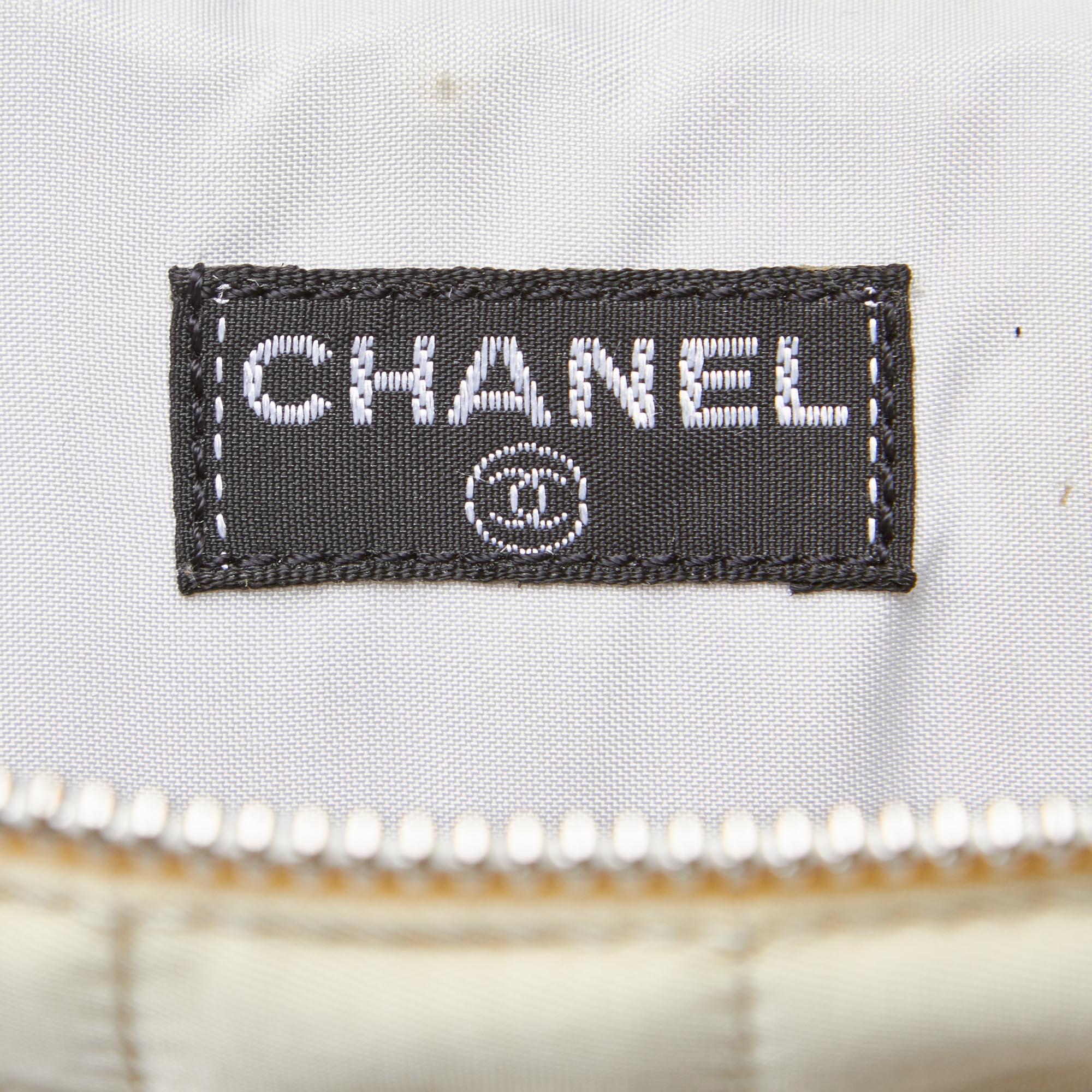 Beige Chanel Sport Line Quilted Nylon Shoulder Bag