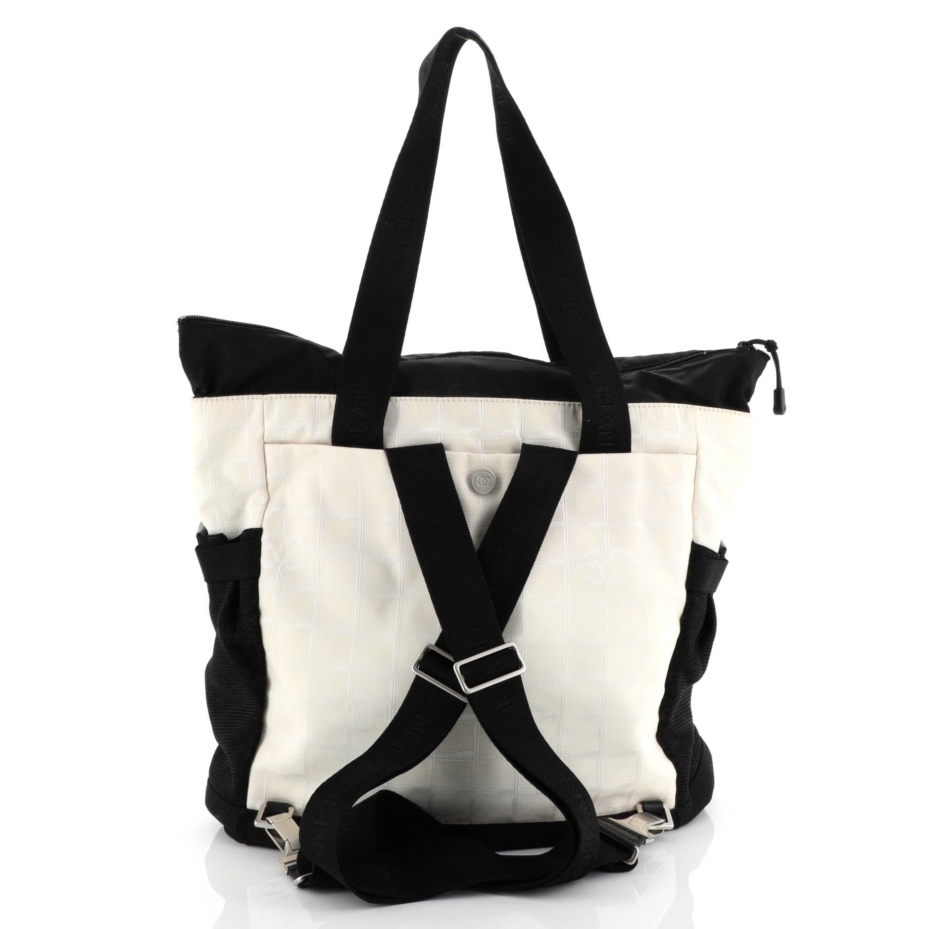 Beige Chanel Sport Line Tote Backpack Nylon Medium 