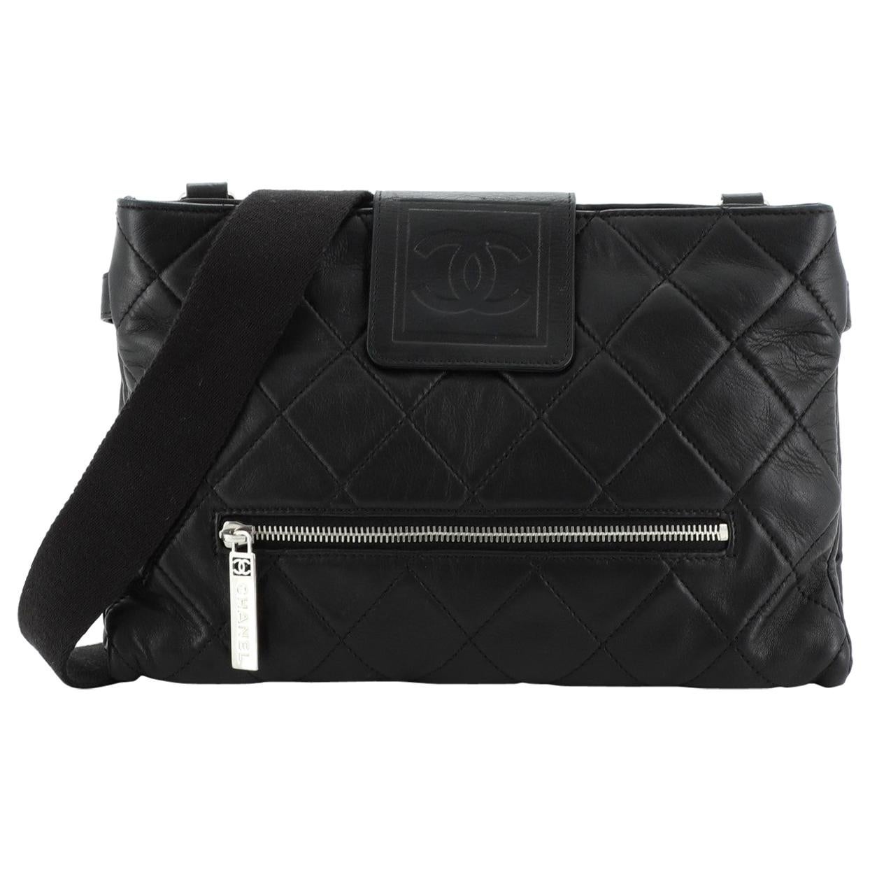 Chanel Sport Line Zip Messenger Bag Quilted Lambskin Medium