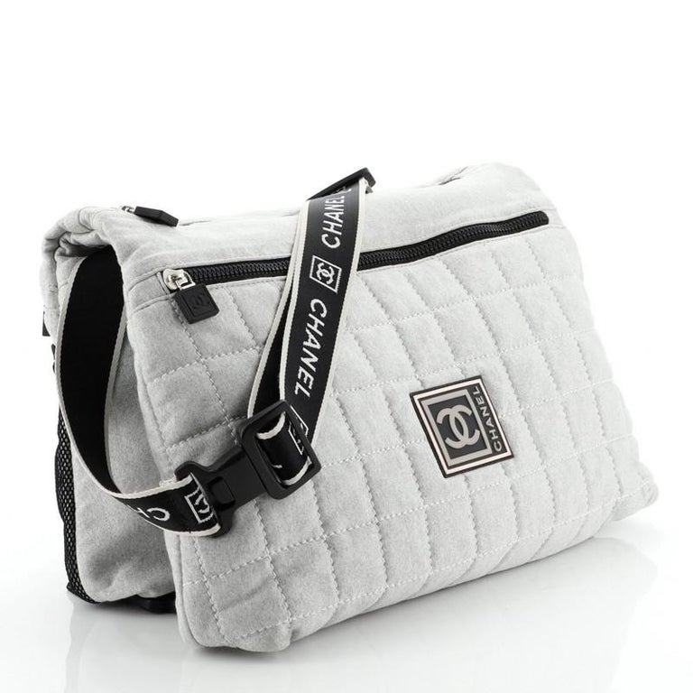 Chanel Sport Line Zip Messenger Bag Quilted Nylon Large at 1stDibs