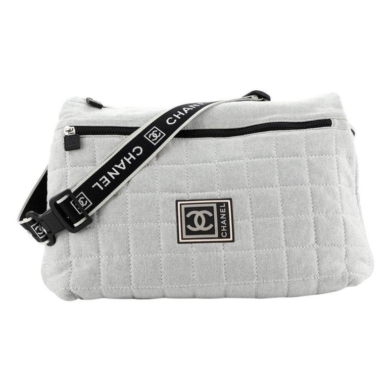 Chanel Sport Line Zip Messenger Bag Quilted Nylon Large