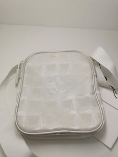 Chanel Sport Vintage Crossbody Camera Checked CC Bag – White