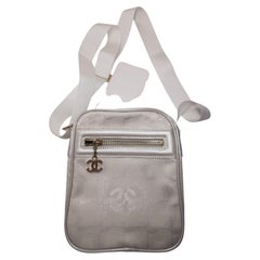 Chanel Sport Vintage Crossbody Camera Checked CC Bag – White