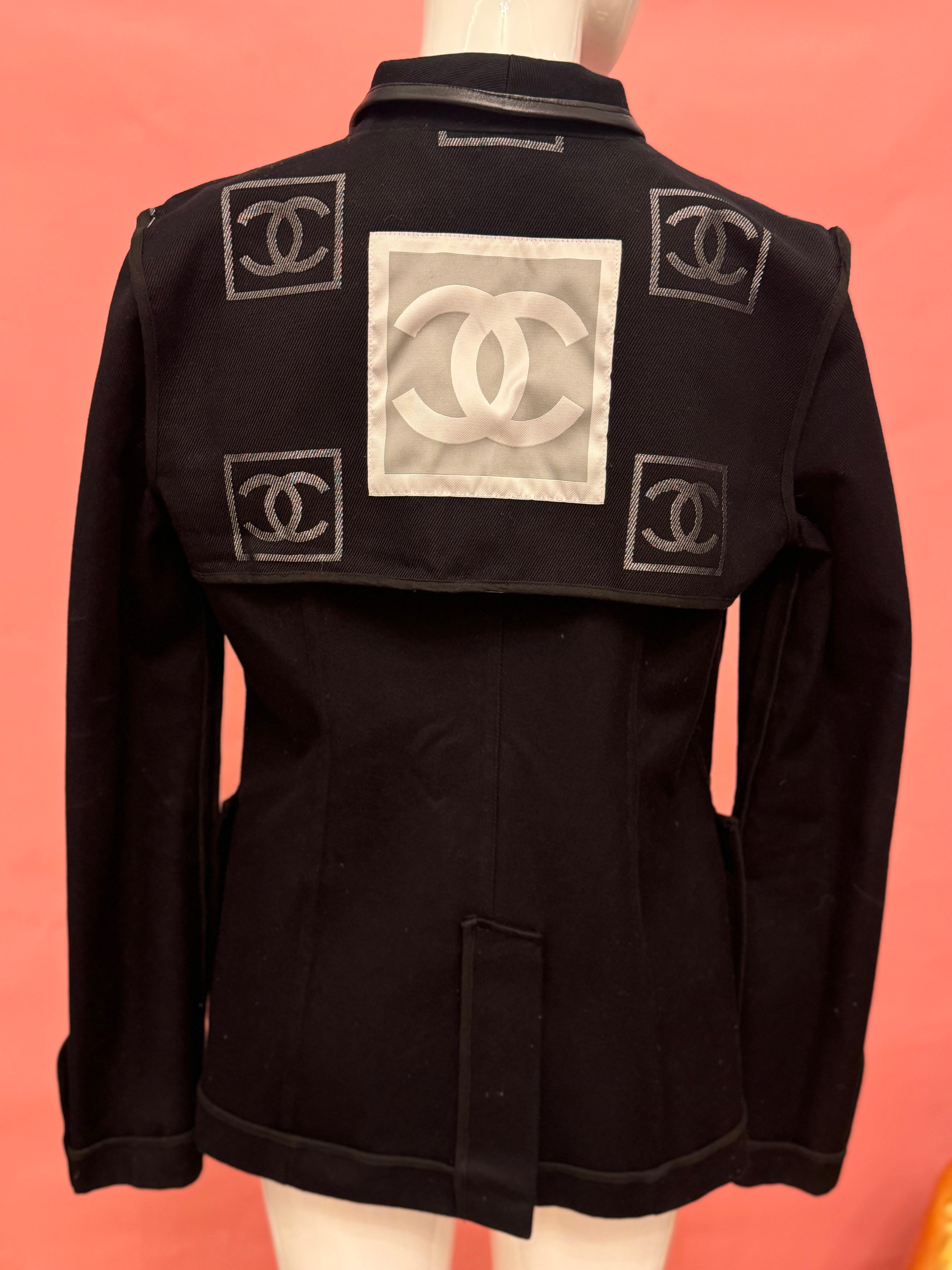 Chanel Sportline 2006 collection black denim jacket For Sale 5