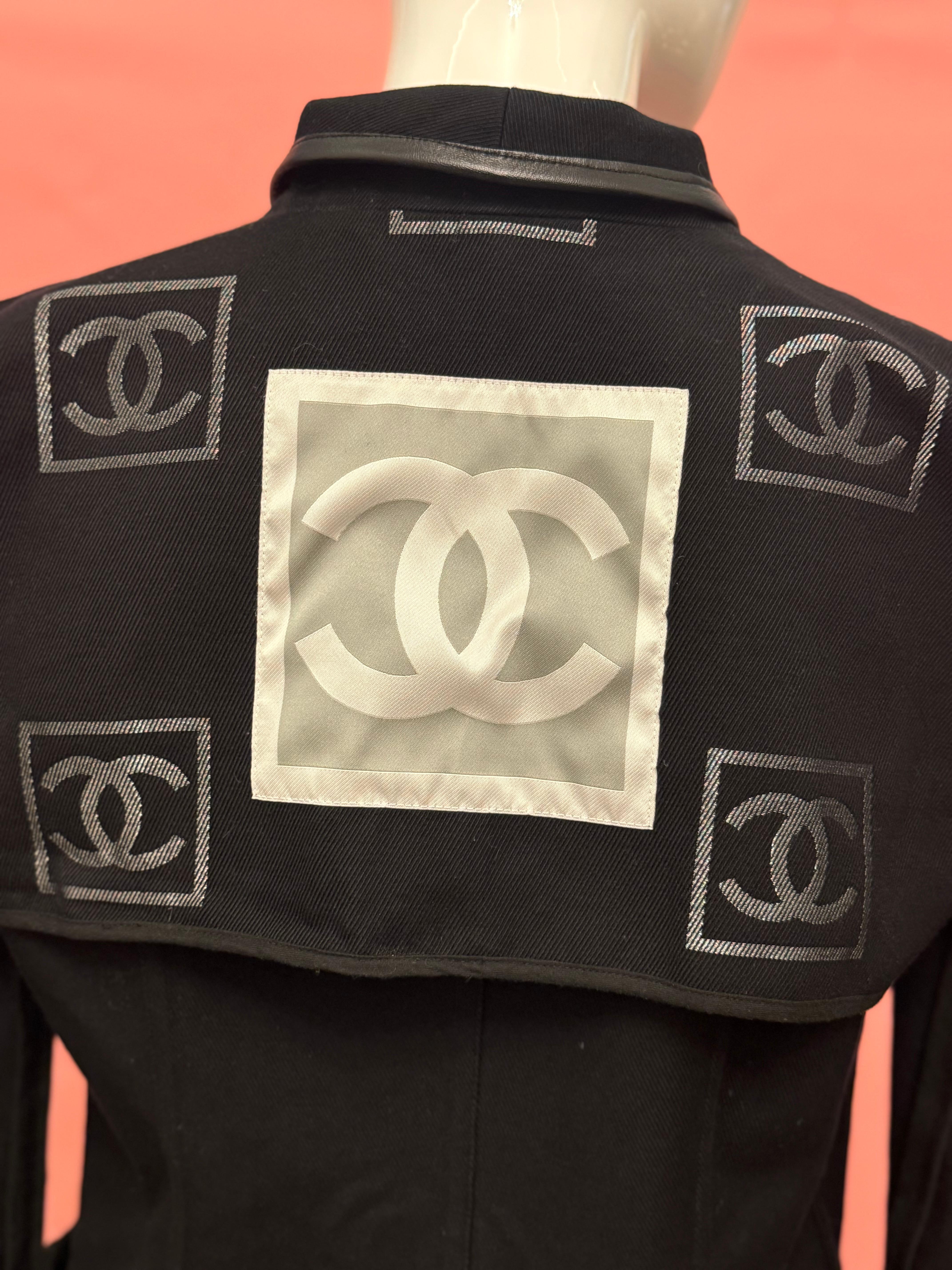 Black Chanel Sportline 2006 collection black denim jacket For Sale