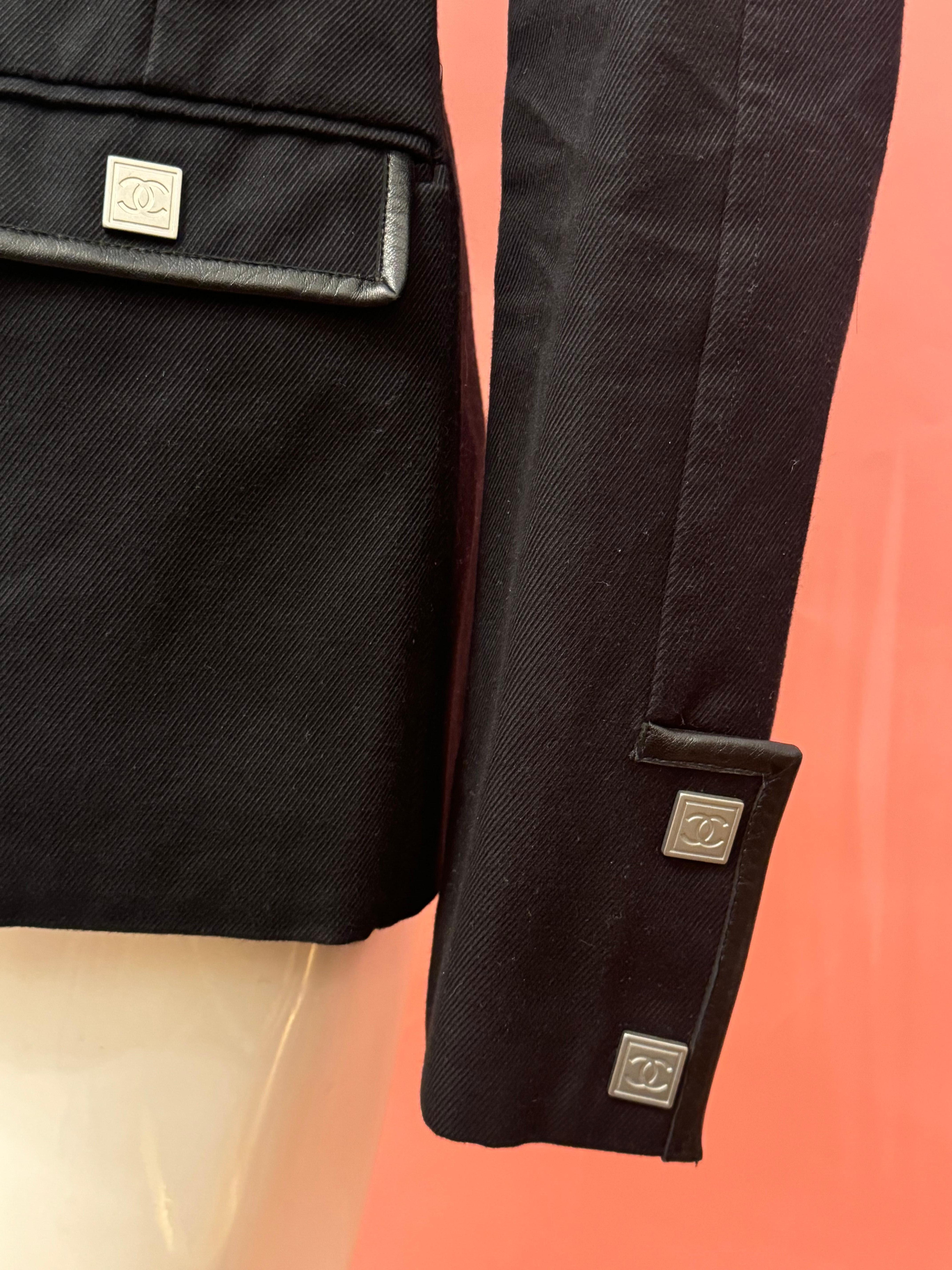 Women's or Men's Chanel Sportline 2006 collection black denim jacket For Sale