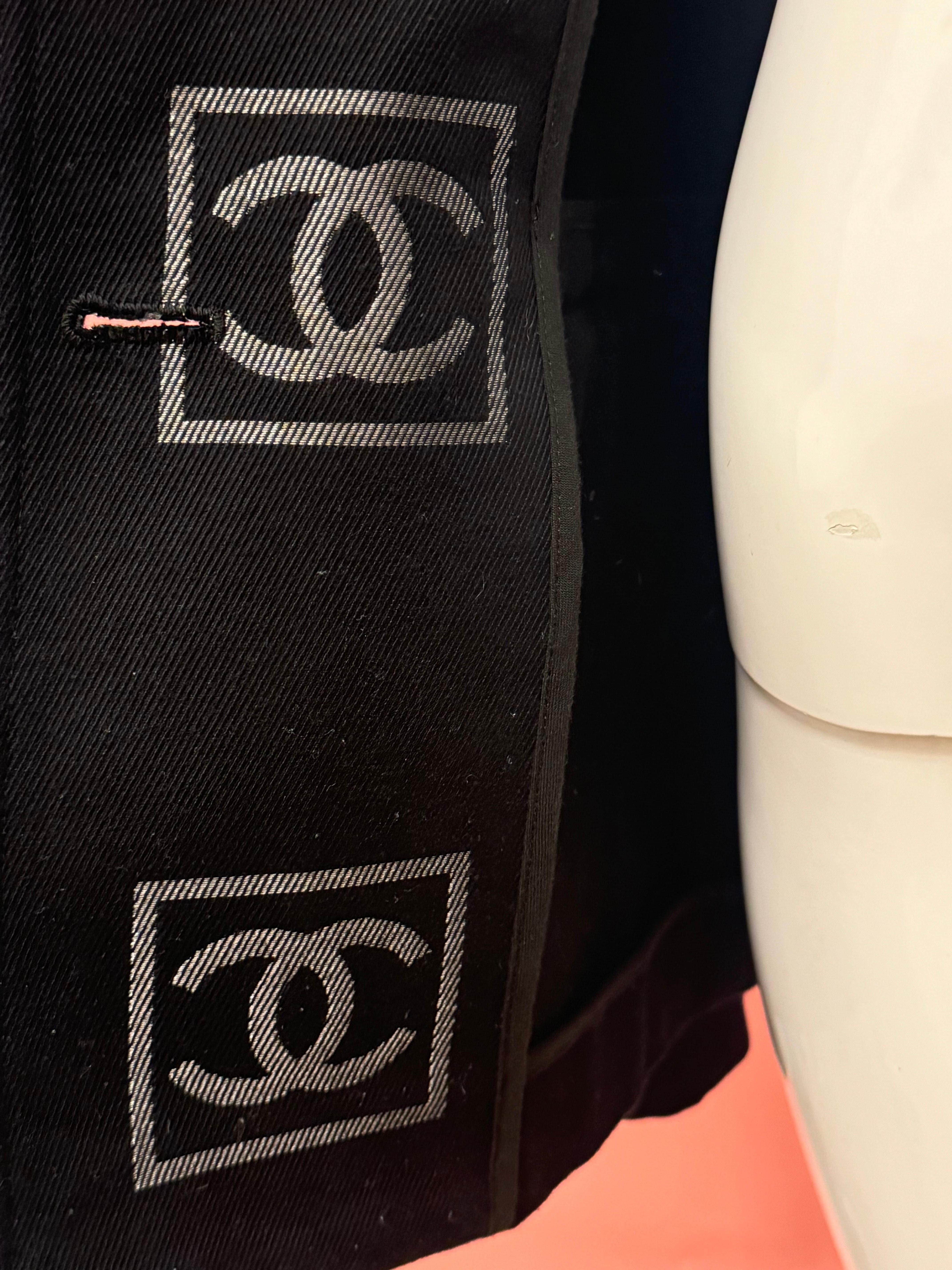 Chanel Sportline 2006 collection black denim jacket For Sale 2