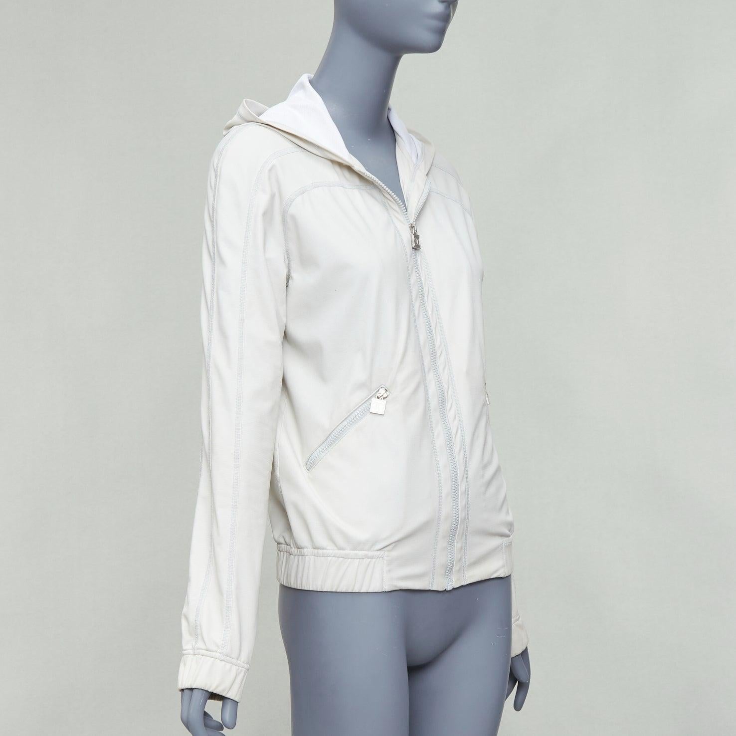 CHANEL Sports 05P light grey CC zip sporty hooded windbreaker jacket FR38 M In Fair Condition In Hong Kong, NT