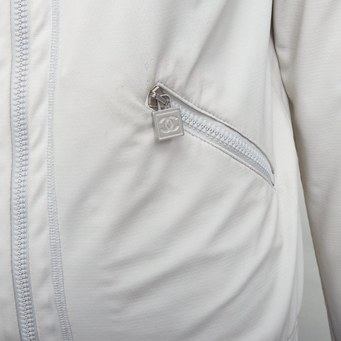 CHANEL Sports 05P light grey CC zip sporty hooded windbreaker jacket FR38 M 3