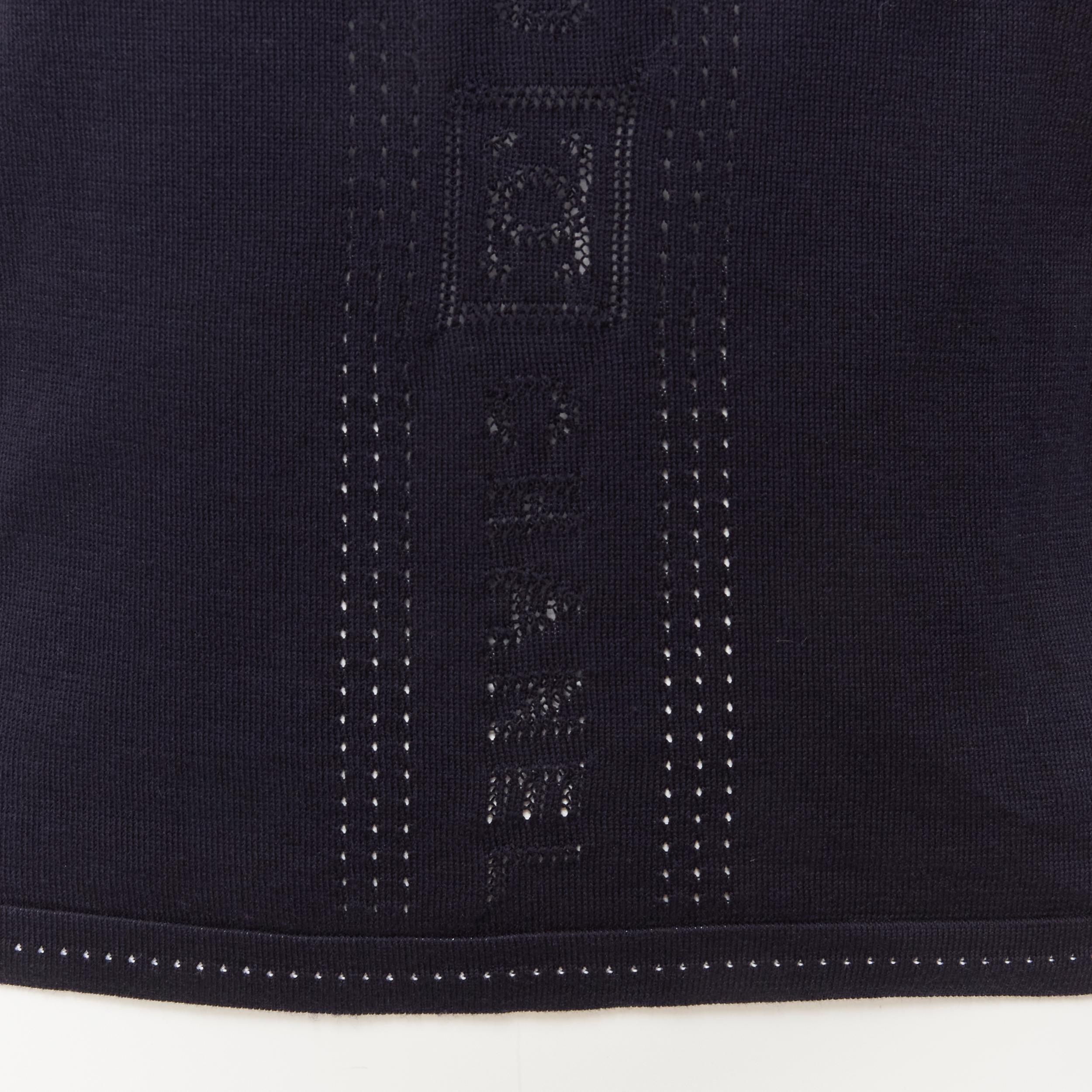 CHANEL SPORTS 07C Vintage navy CC logo perforated short sleeve top FR36 S For Sale 2