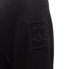 CHANEL SPORTS 09P black technical knit embroidered logo zip-up jacket FR40 L