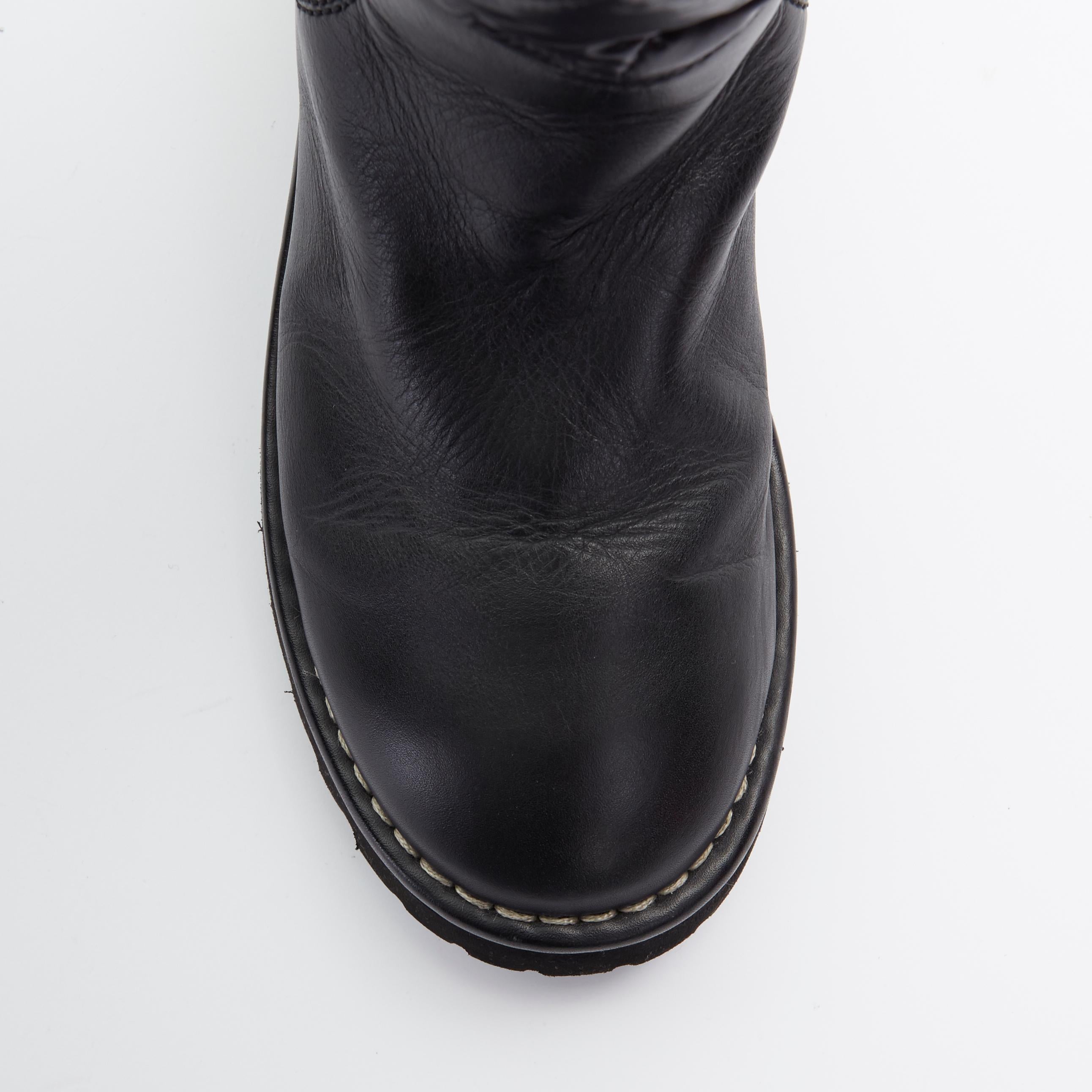 Women's CHANEL Sports black diamond quilted nylon CC zip detail round toe calf boot EU36