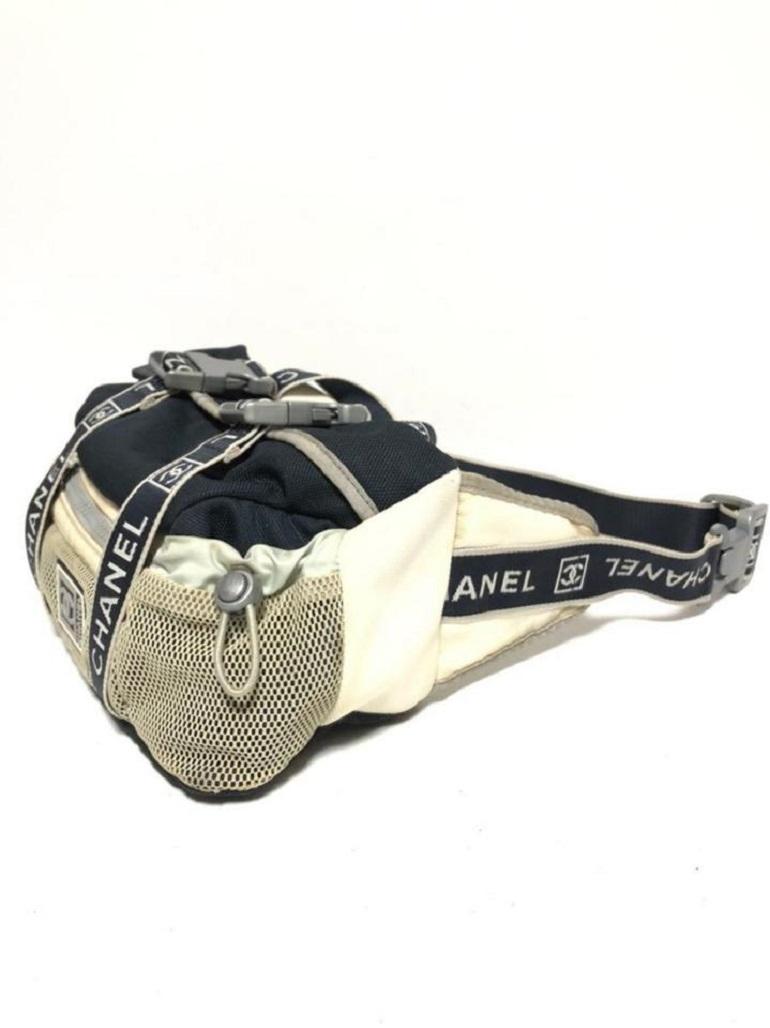 Beige Chanel Sports Line CC Logo Bum Bag Waist Pouch Fanny Pack 240170