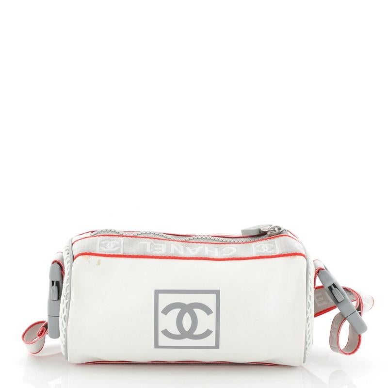 Gray Chanel Sports Line Roll Shoulder Bag Coated Canvas Small
