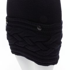 CHANEL Sports Vintage wool cashmere CC button braid knit turtleneck dress FR38 M