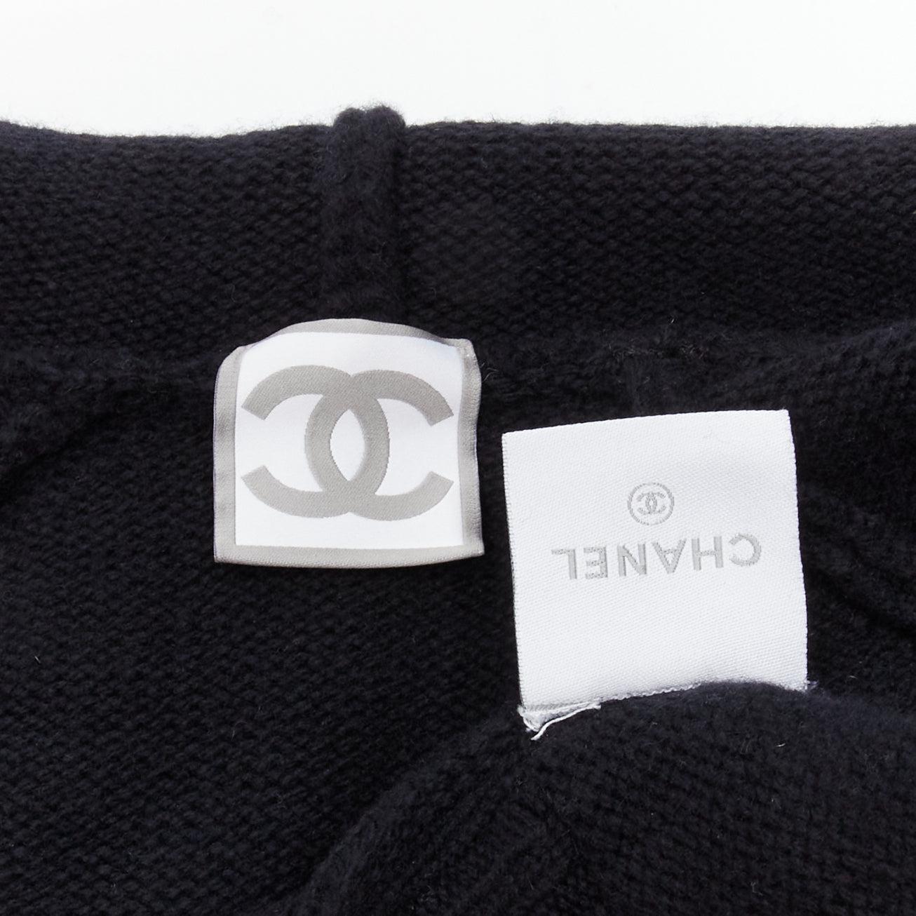 CHANEL Sports wool cashmere CC button hooded bell sleeve cropped cardigan FR38 M 5