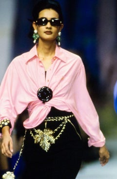 Chanel Spring 1994 Black Sequin Camellia Flower Brooch