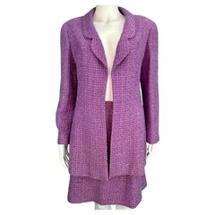 Chanel Spring 1994 Runway Purple Boucle Jacket & Skirt Suit Set