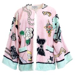 Chanel Primavera 1994 Chaqueta de rizo rosa
