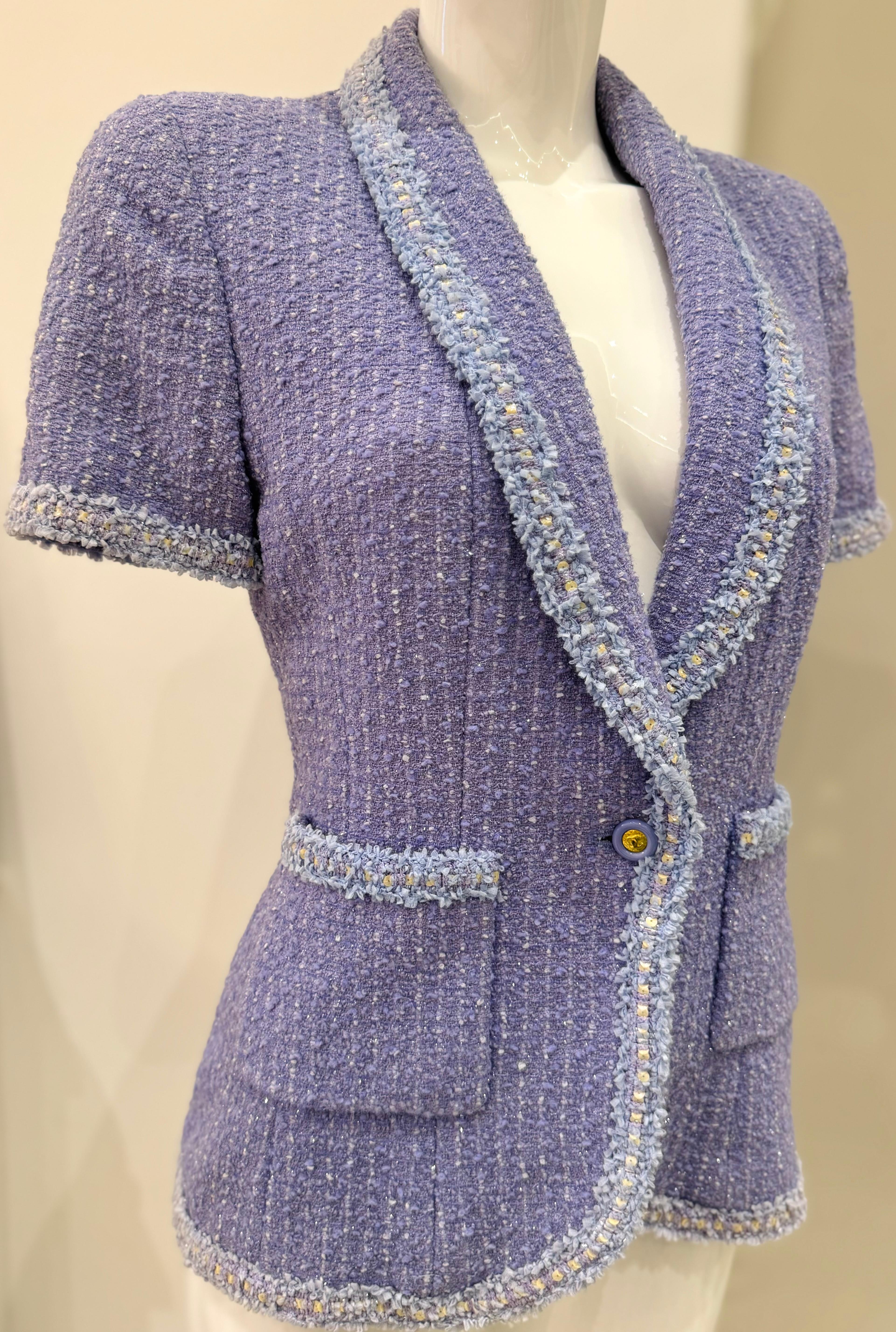 Chanel primavera 1995 Barbie colección pasarela fantasía chaqueta tweed en venta 6
