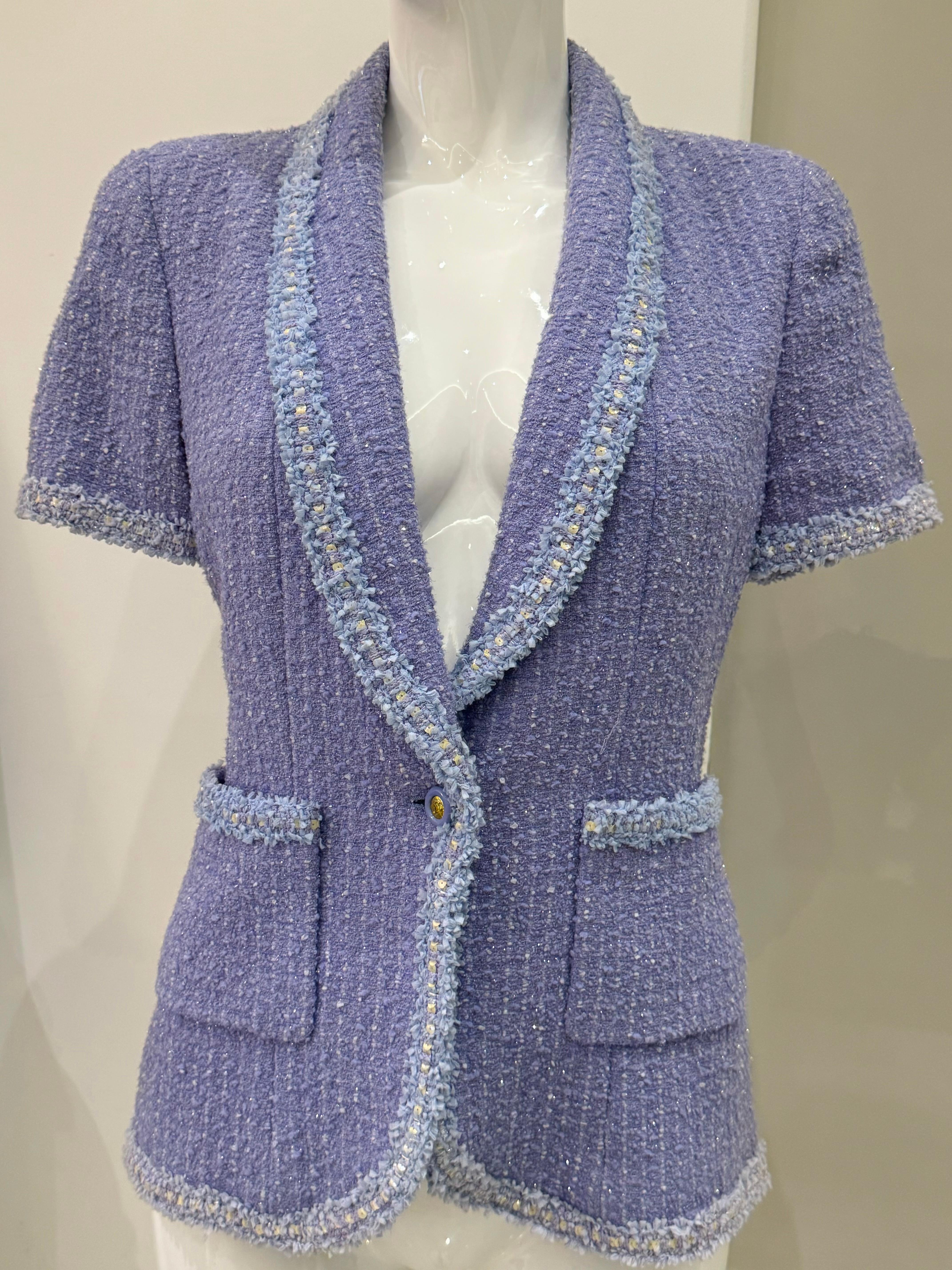 Chanel primavera 1995 Barbie colección pasarela fantasía chaqueta tweed en venta 9