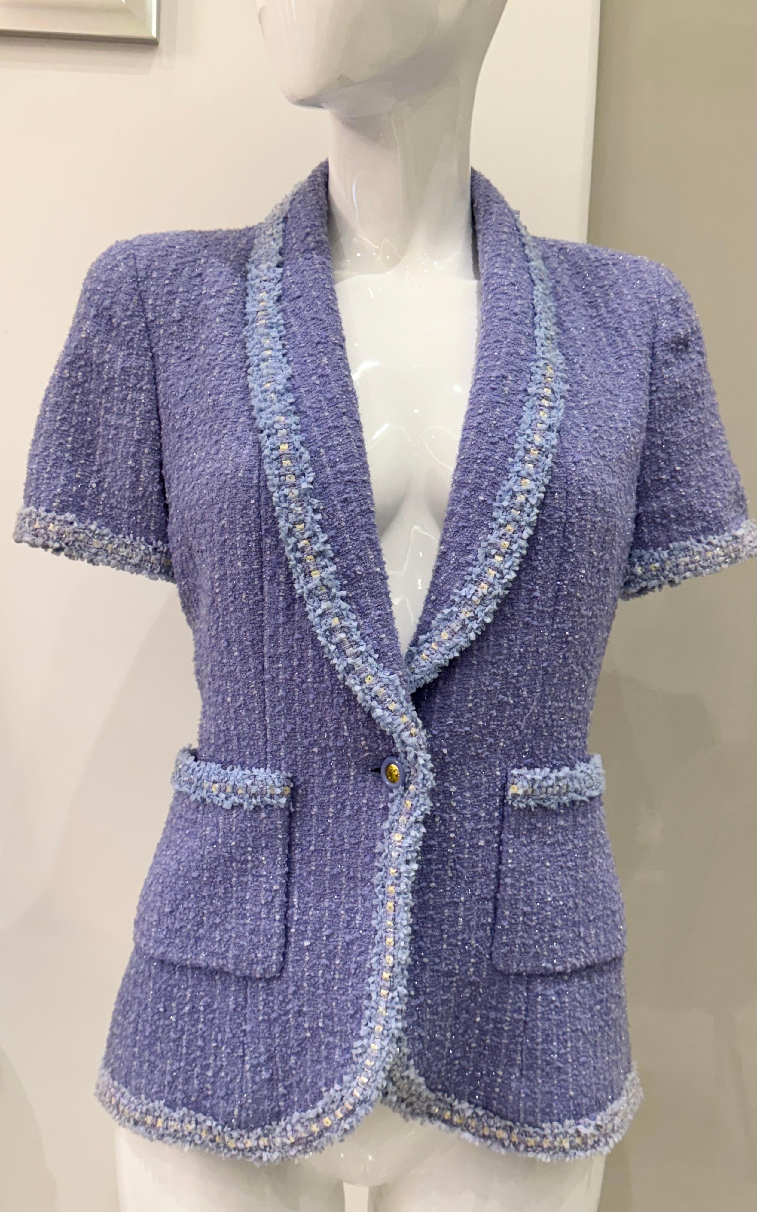 Chanel primavera 1995 Barbie colección pasarela fantasía chaqueta tweed en venta 10