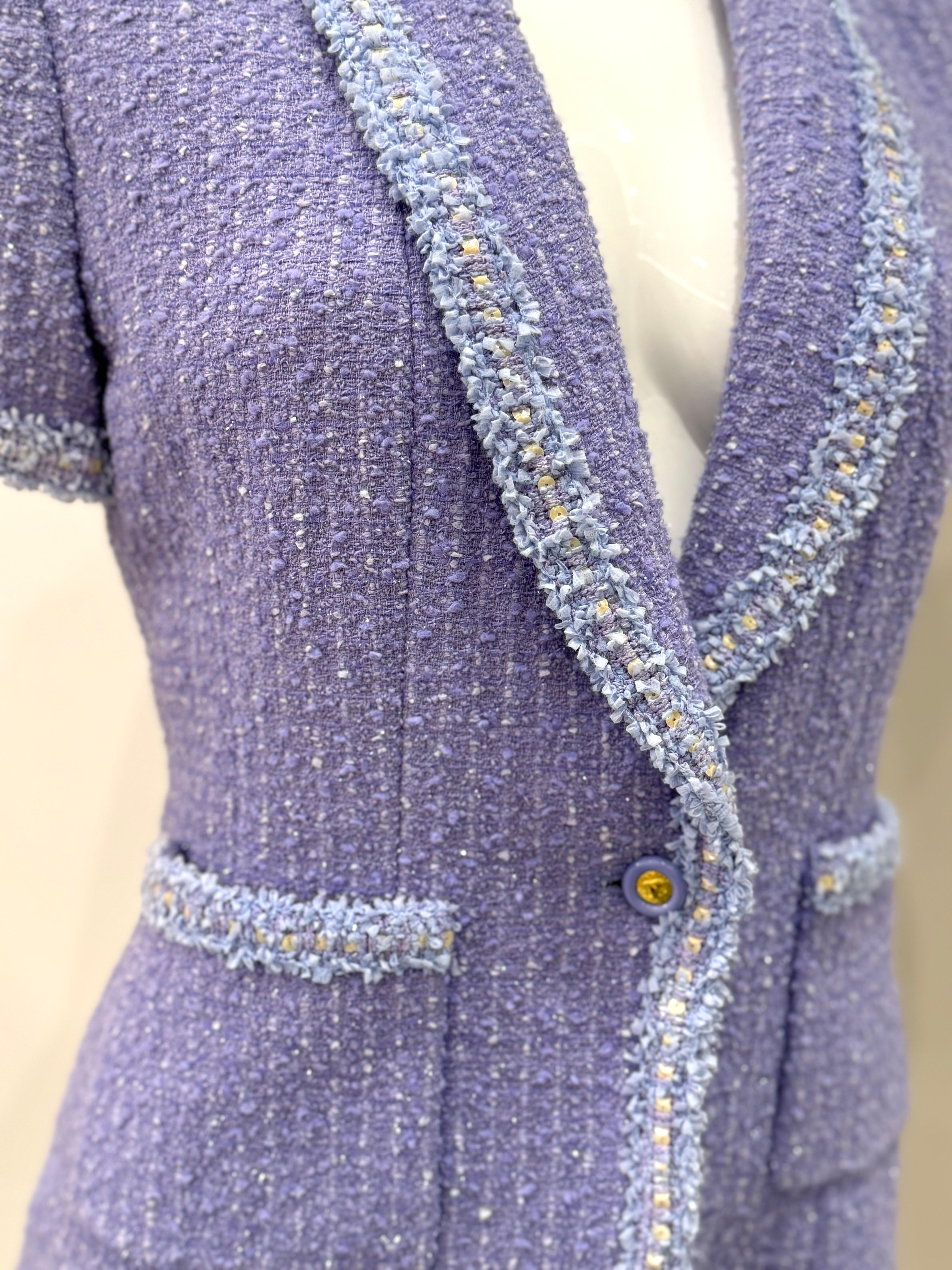 Chanel primavera 1995 Barbie colección pasarela fantasía chaqueta tweed Gris en venta