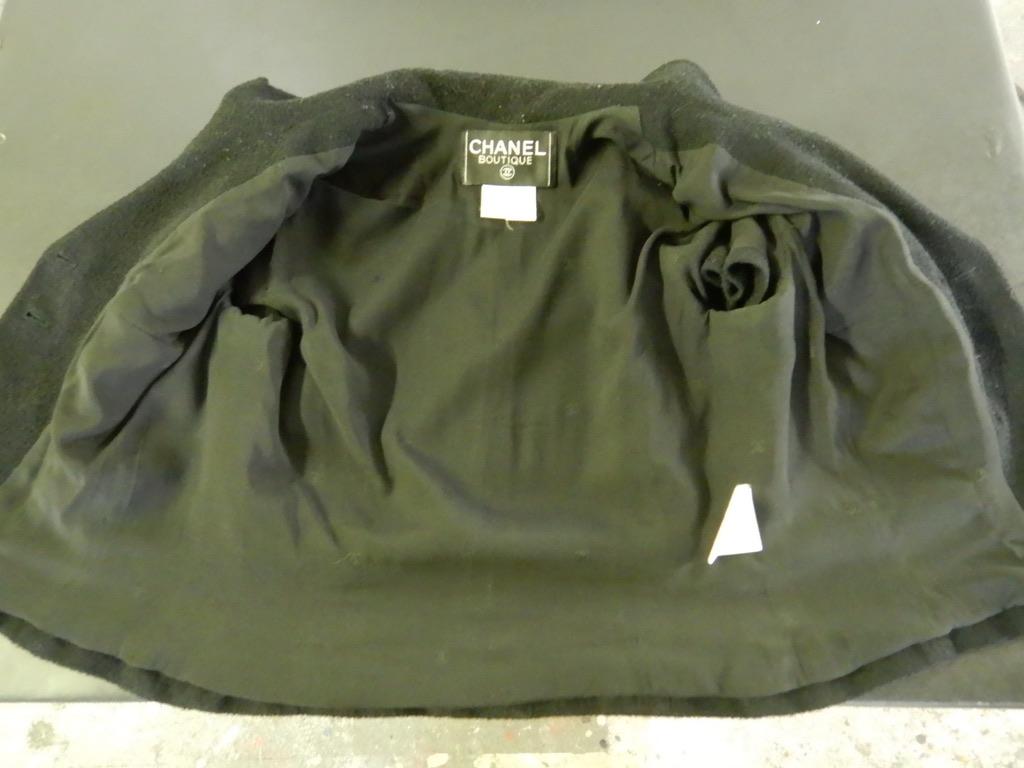 Chanel Spring 1995 Black Cropped Wool Jacket 5
