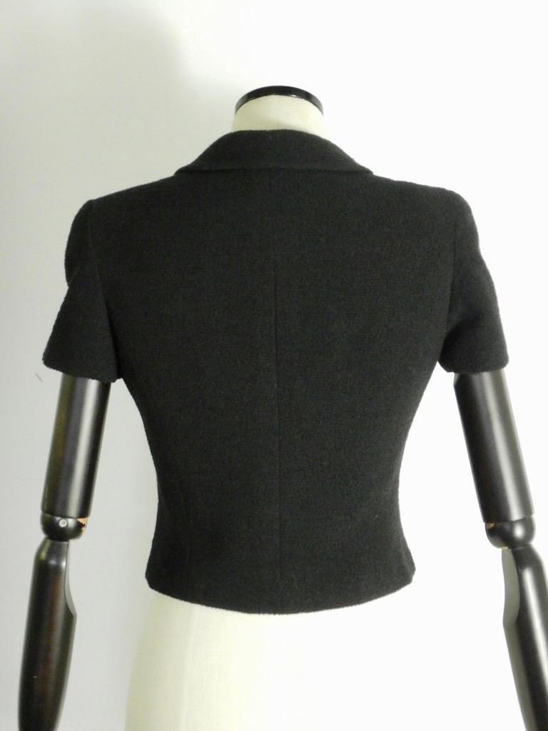Chanel Spring 1995 Black Cropped Wool Jacket In Good Condition In Oakland, CA