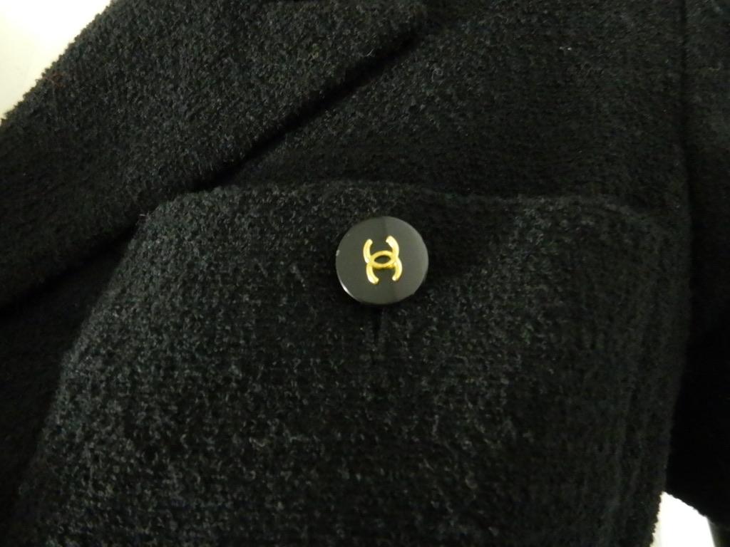 Chanel Spring 1995 Black Cropped Wool Jacket 2