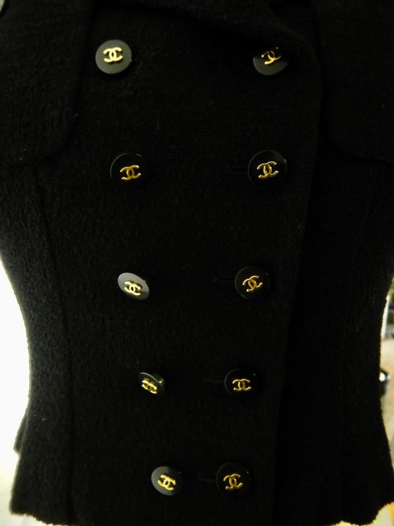 Chanel Spring 1995 Black Cropped Wool Jacket 4