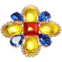 Chanel Spring 1995 Gripoix and Swarovski Crystal Brooch