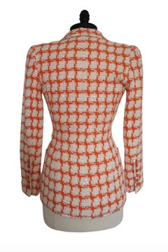 Chanel Spring 1995 Orange and White Sequined Tweed Jacket (Runway)