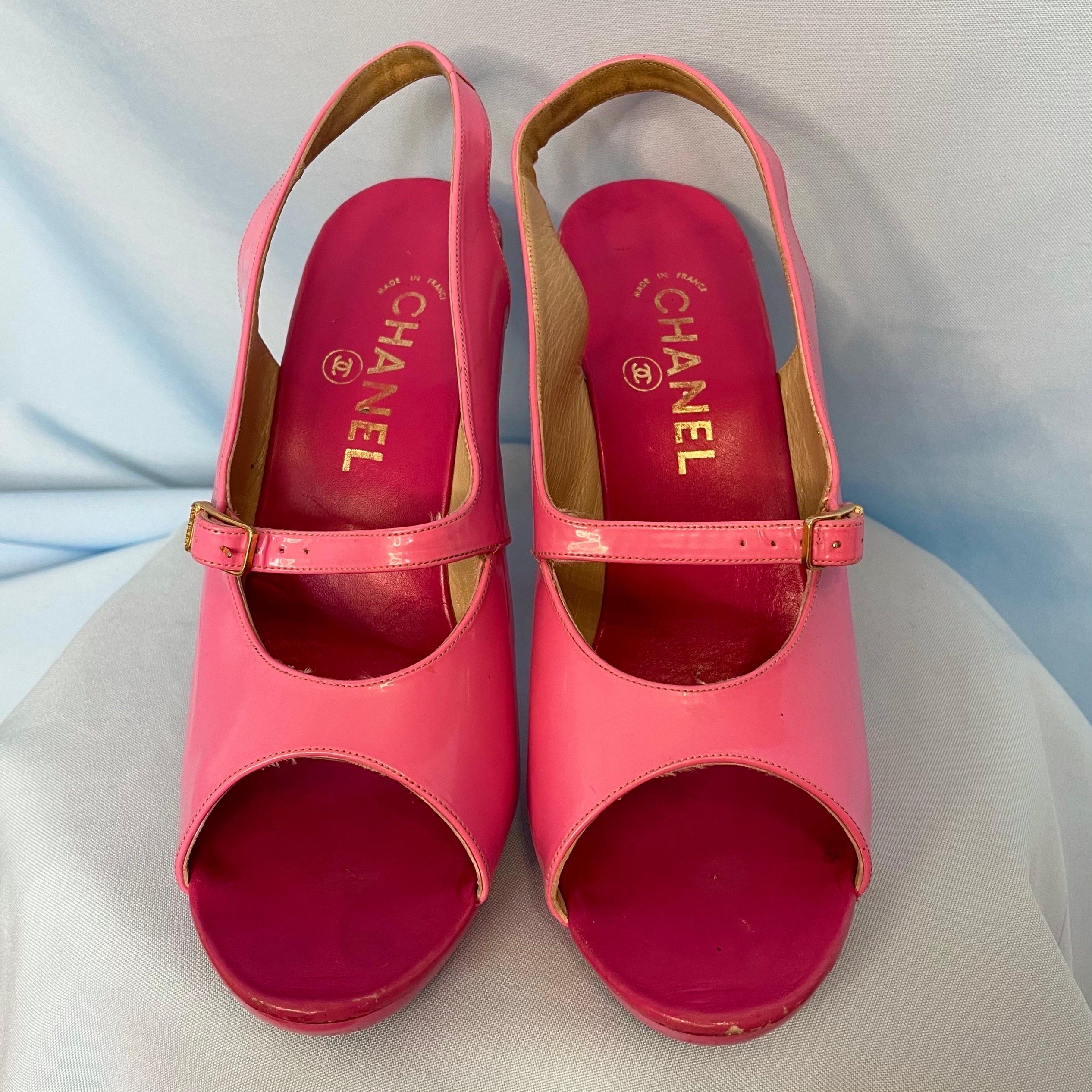 Chanel Frühjahr 1995 Laufsteg Rosa Lacklederschuhe mit Absatz Damen