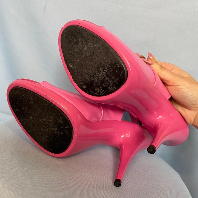 chanel pink patent heels
