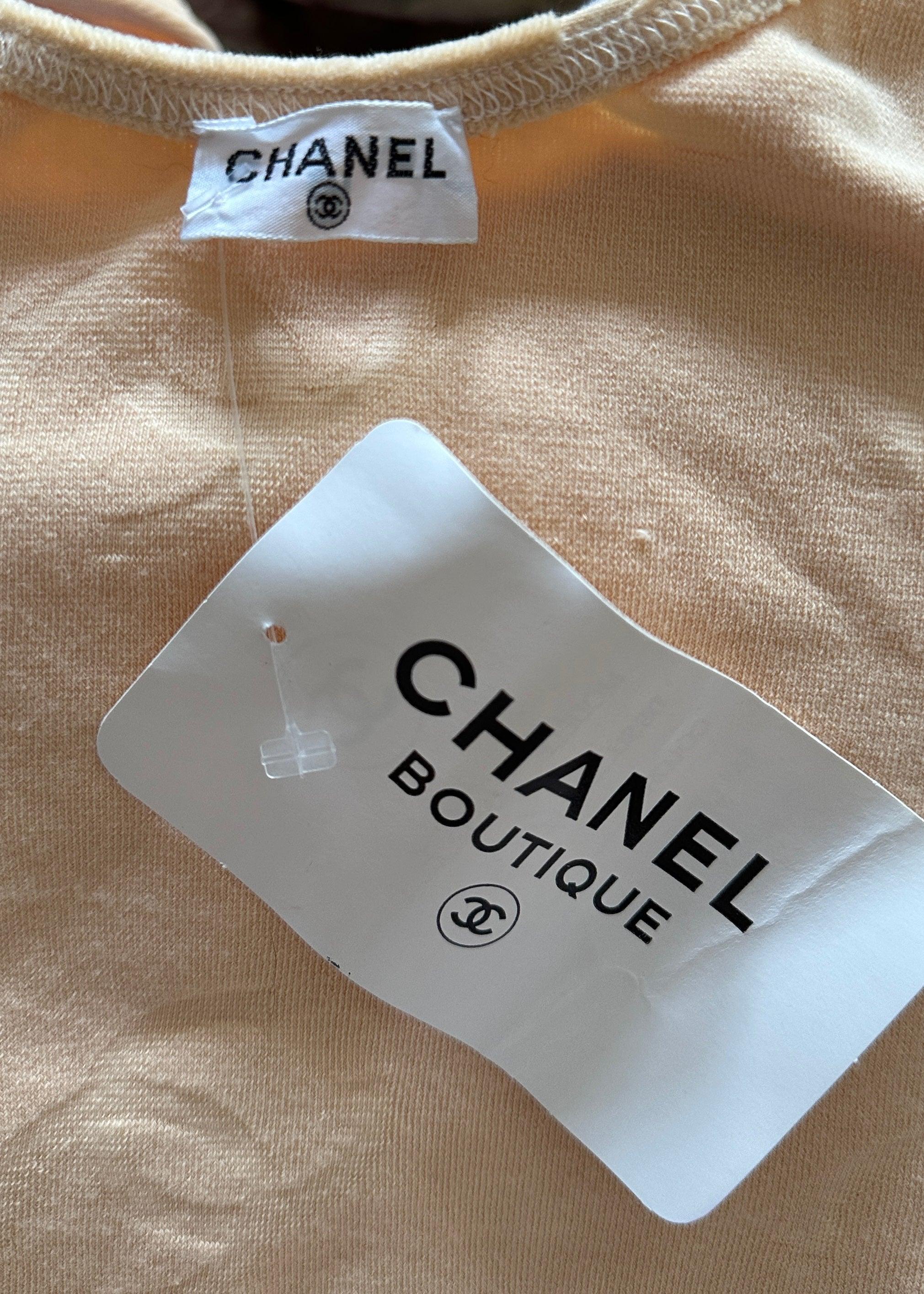 Women's Chanel Spring 1996 Peach Velvet Velour Monogram Tank Top