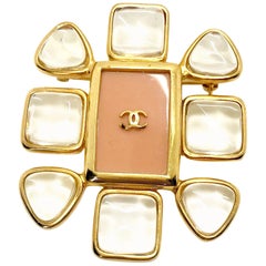 Chanel Spring 1996 Pink Flower Brooch Pin 1990s Vintage.