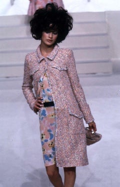 Chanel Spring 1997 Pink Metallic Lesage Bouclé Tweed Coat