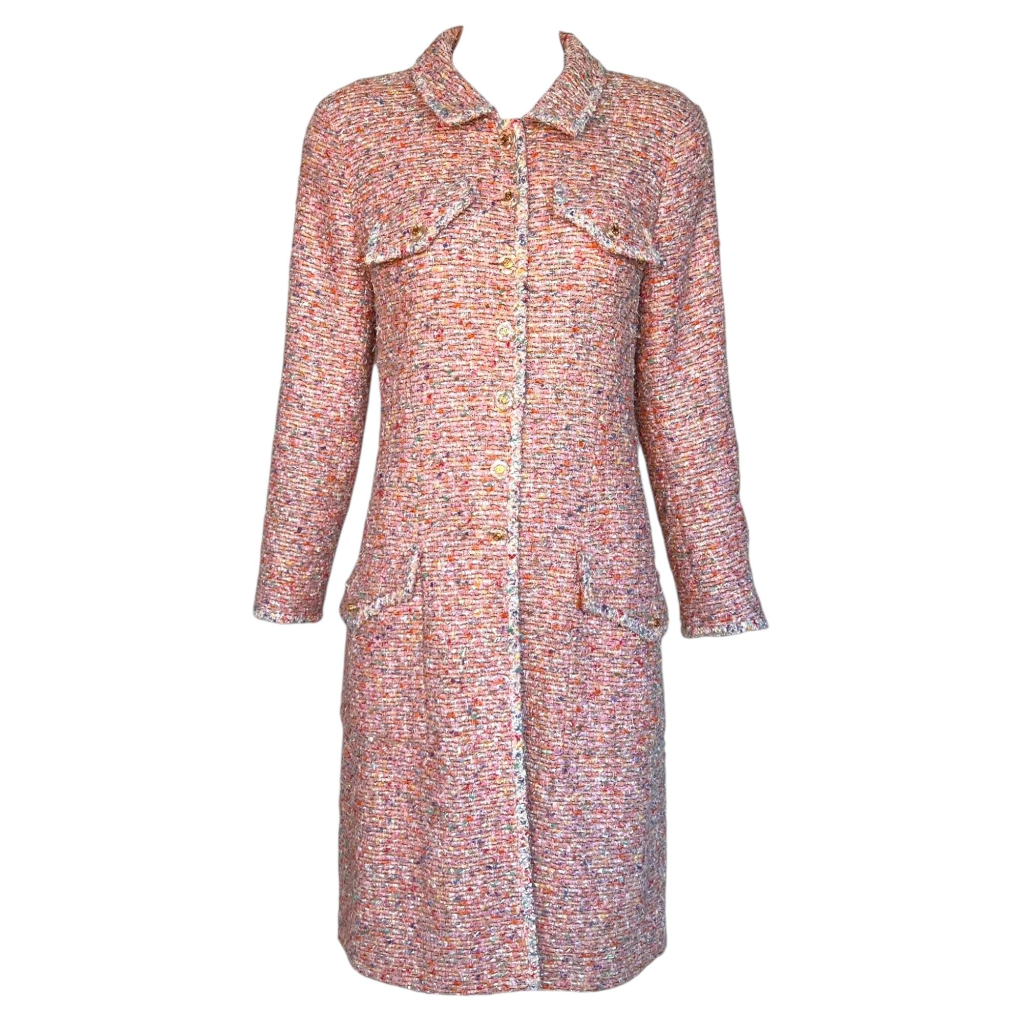 Chanel Spring 1997 Pink Metallic Lesage Bouclé Tweed Coat