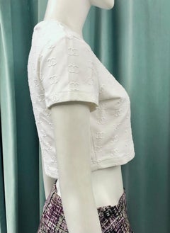 Chanel Spring 1997 White “CC” Cropped Top
