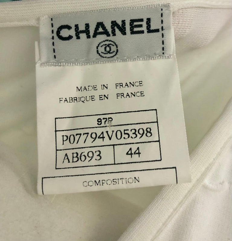 Women's or Men's Chanel Spring 1997 White “CC” Cropped Top  For Sale