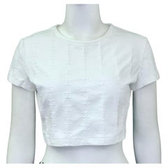 Chanel Spring 1997 White “CC” Cropped Top 