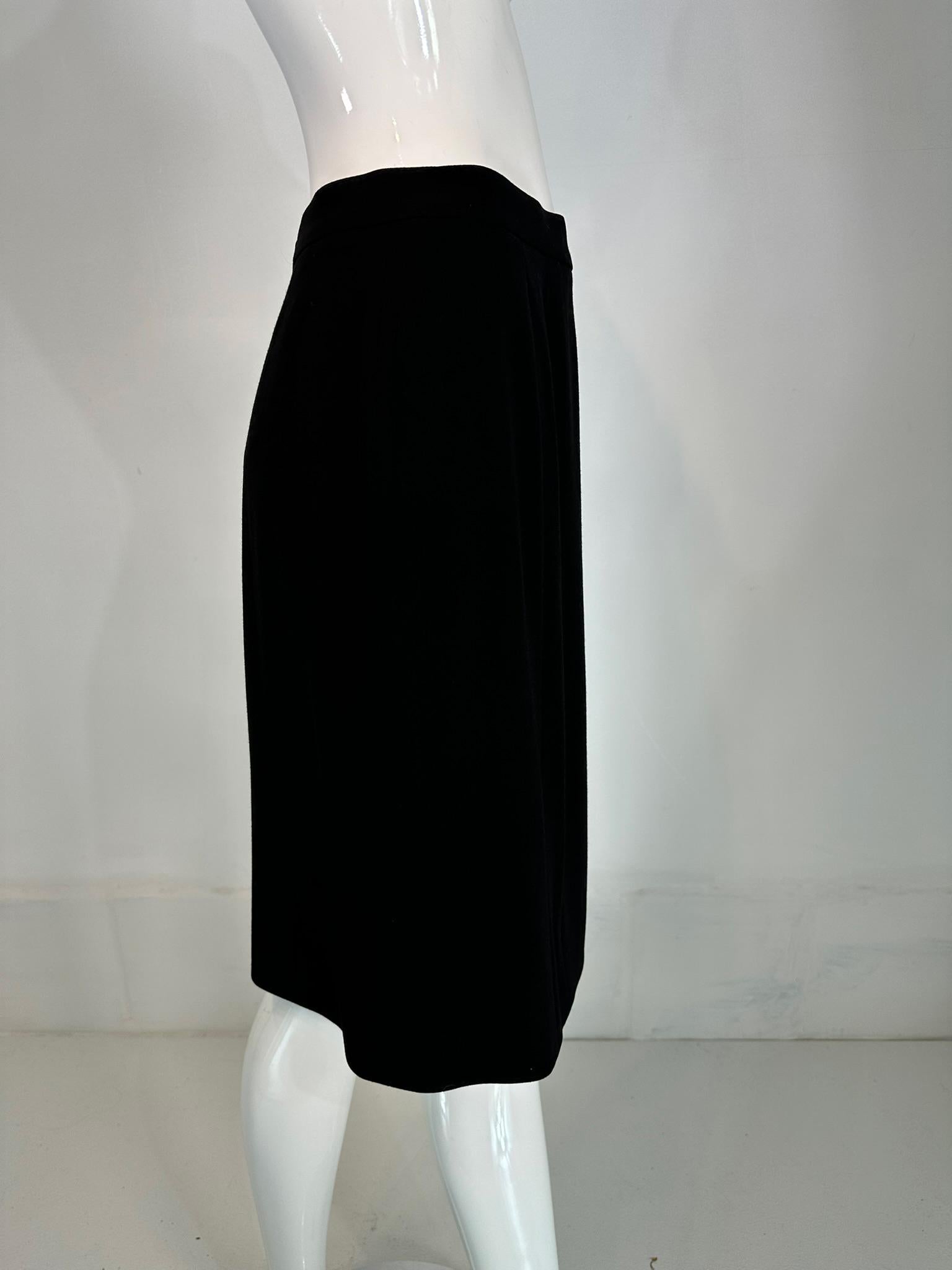 Chanel Spring 1998 Black 100% Wool Paneled Pencil Skirt 36 For Sale 7