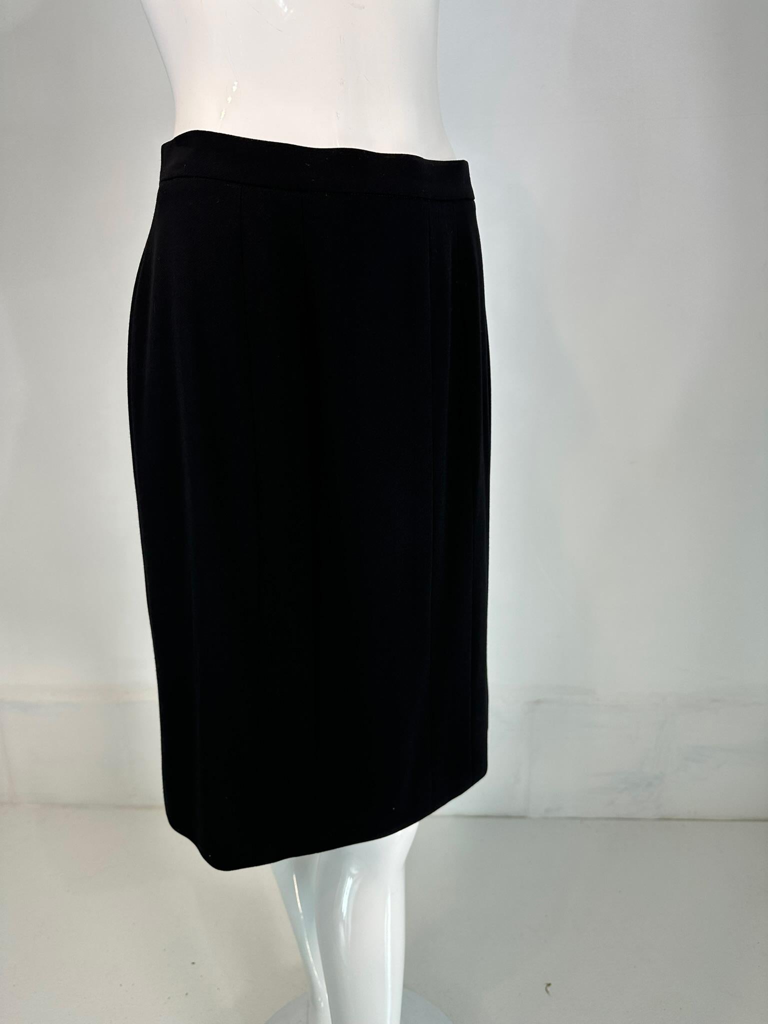 Chanel Spring 1998 Black 100% Wool Paneled Pencil Skirt 36 For Sale 9