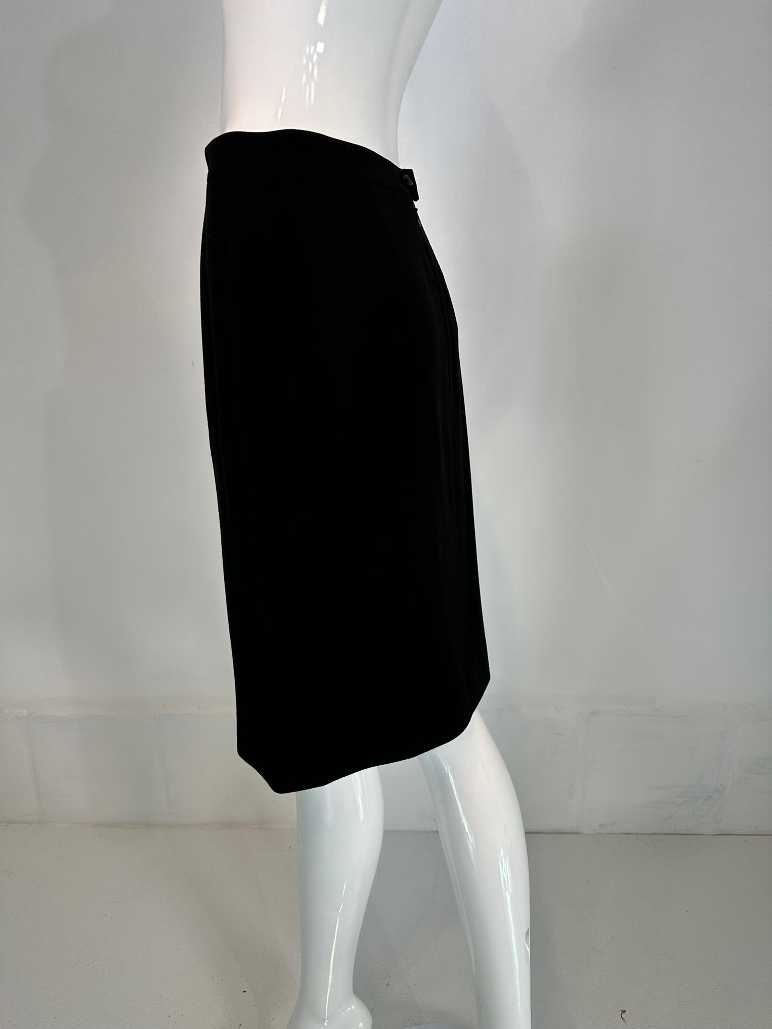 Chanel Spring 1998 Black 100% Wool Paneled Pencil Skirt 36 For Sale 1