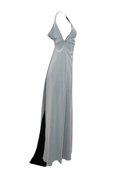 Chanel Spring 1998 Gray Empire Waist Gown With Black Train